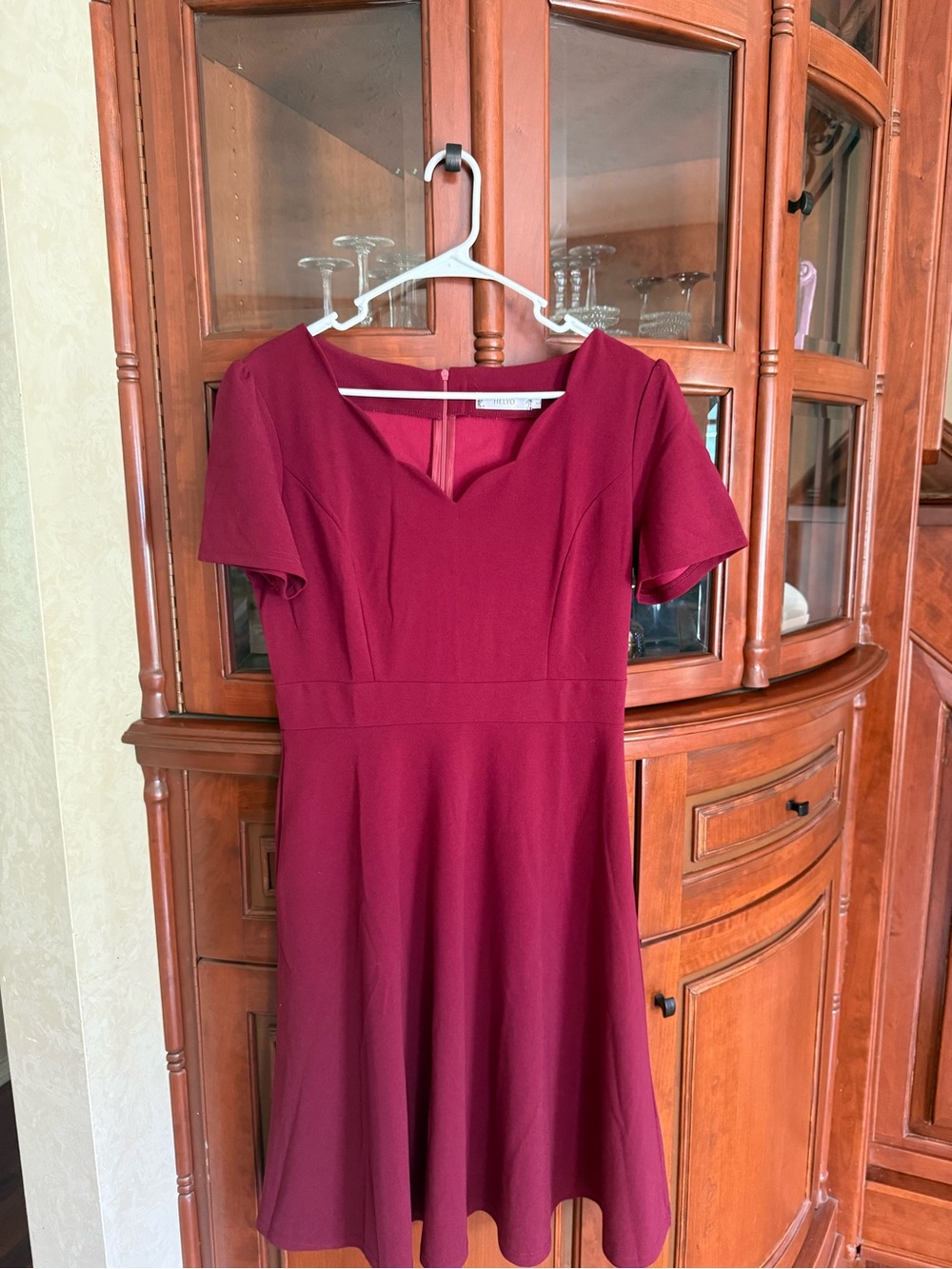 HELYO Burgundy Fit & Flare Dress | Size Large | NEW Without Tags